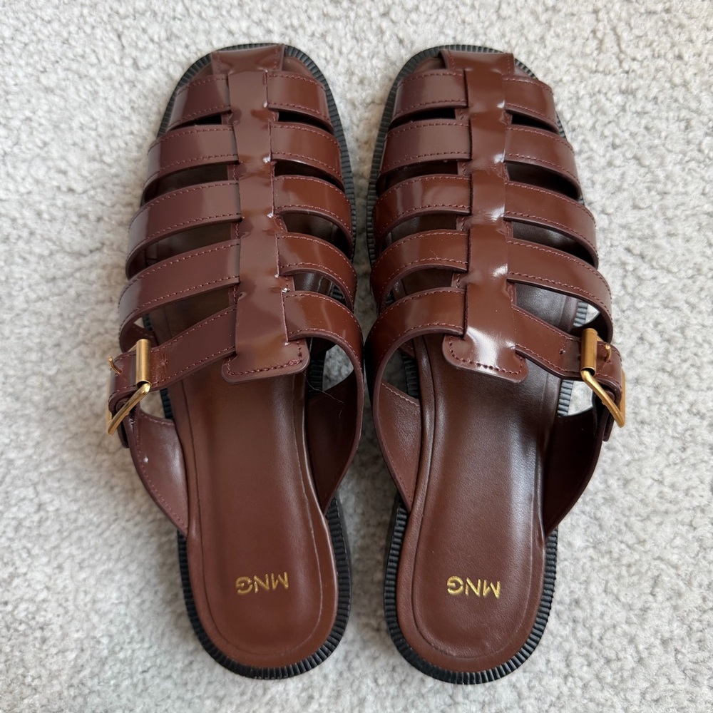 Mango 100% bovine leather fisherman sandals